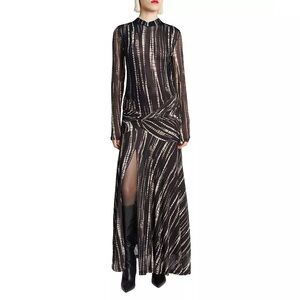 Bardot Women's Lea Printed Mesh Mock Neck Maxi Dress